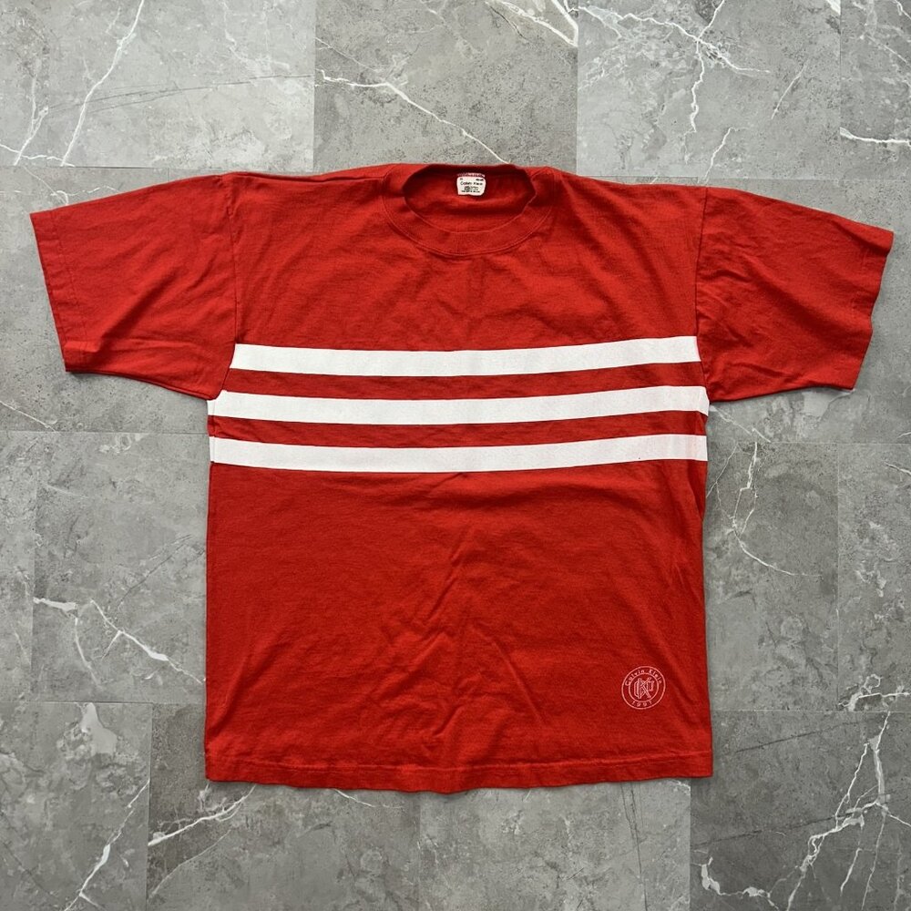 Vintage‎ Calvin Klein Shirt Mens XL Red White Striped Made USA 90s Short Sleeve
